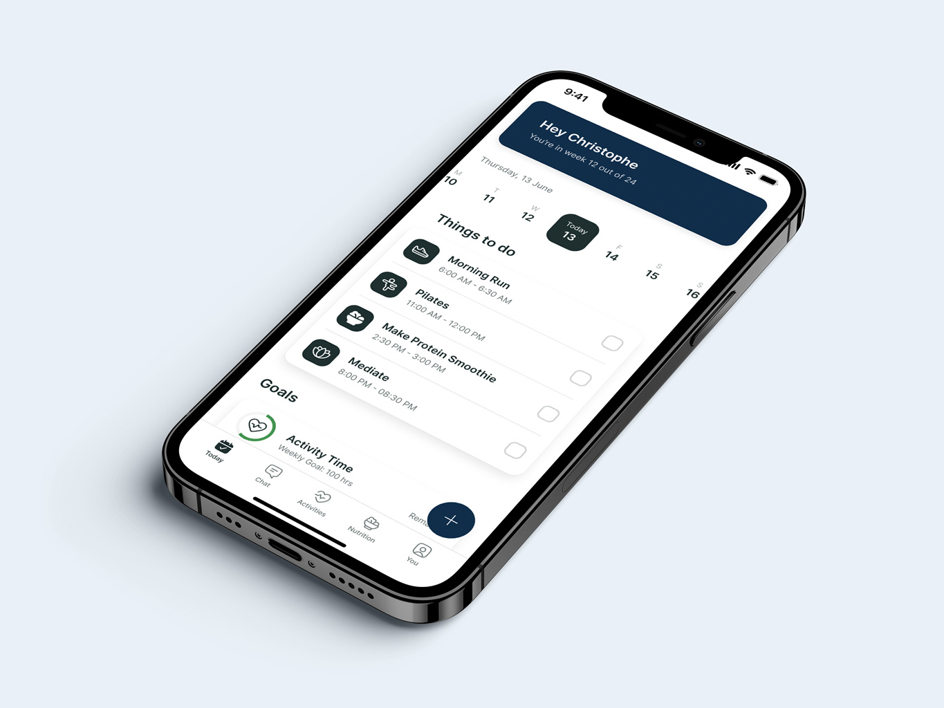 A mockup of the coaching app showcasing the features.